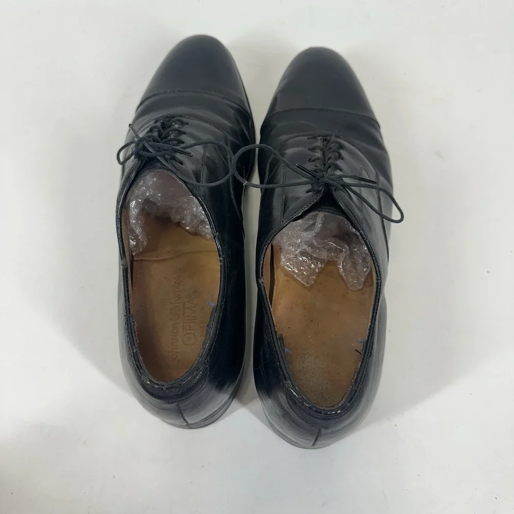 Johnston & Murphy Optima Oxford Cap Toe‎ Black Leather Dress Shoes 11.5 C/A